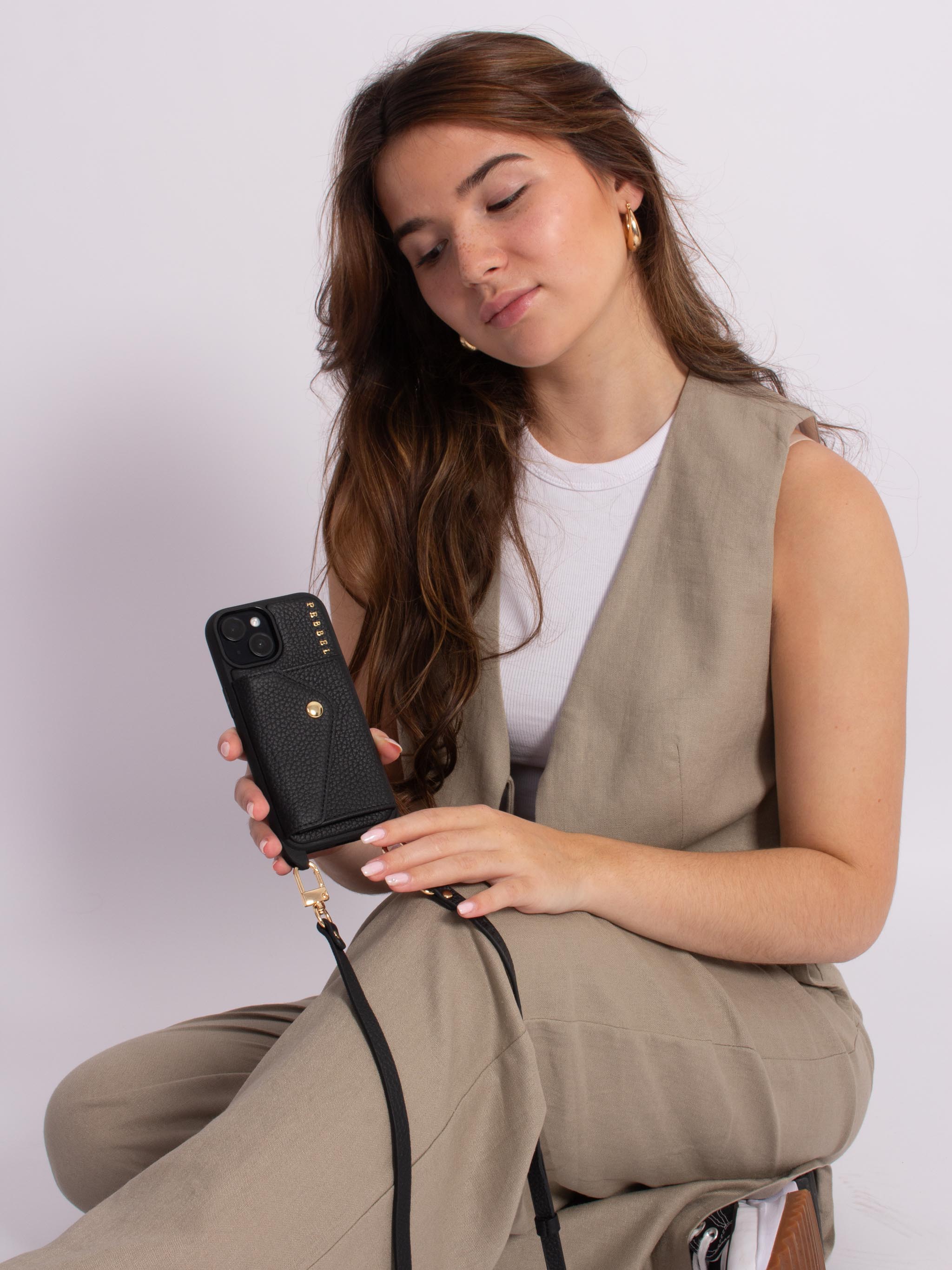 iPhone Hoesje met Leren Koord Zwart