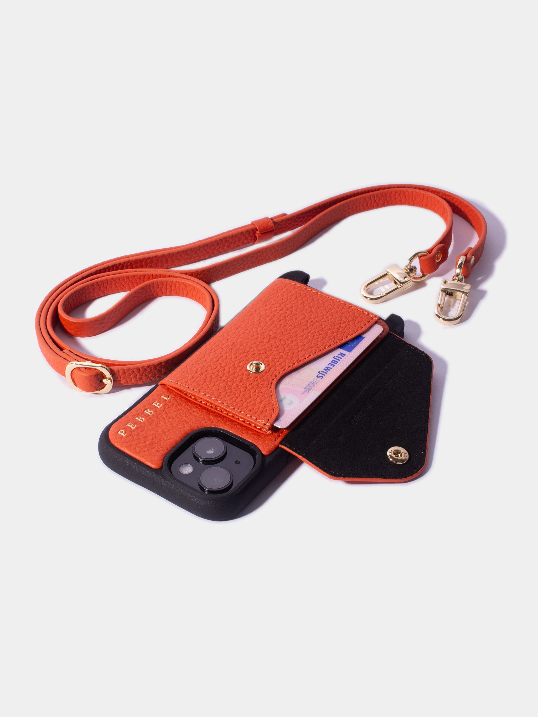 iPhone Hoesje met Leren Koord Pebbel Oranje