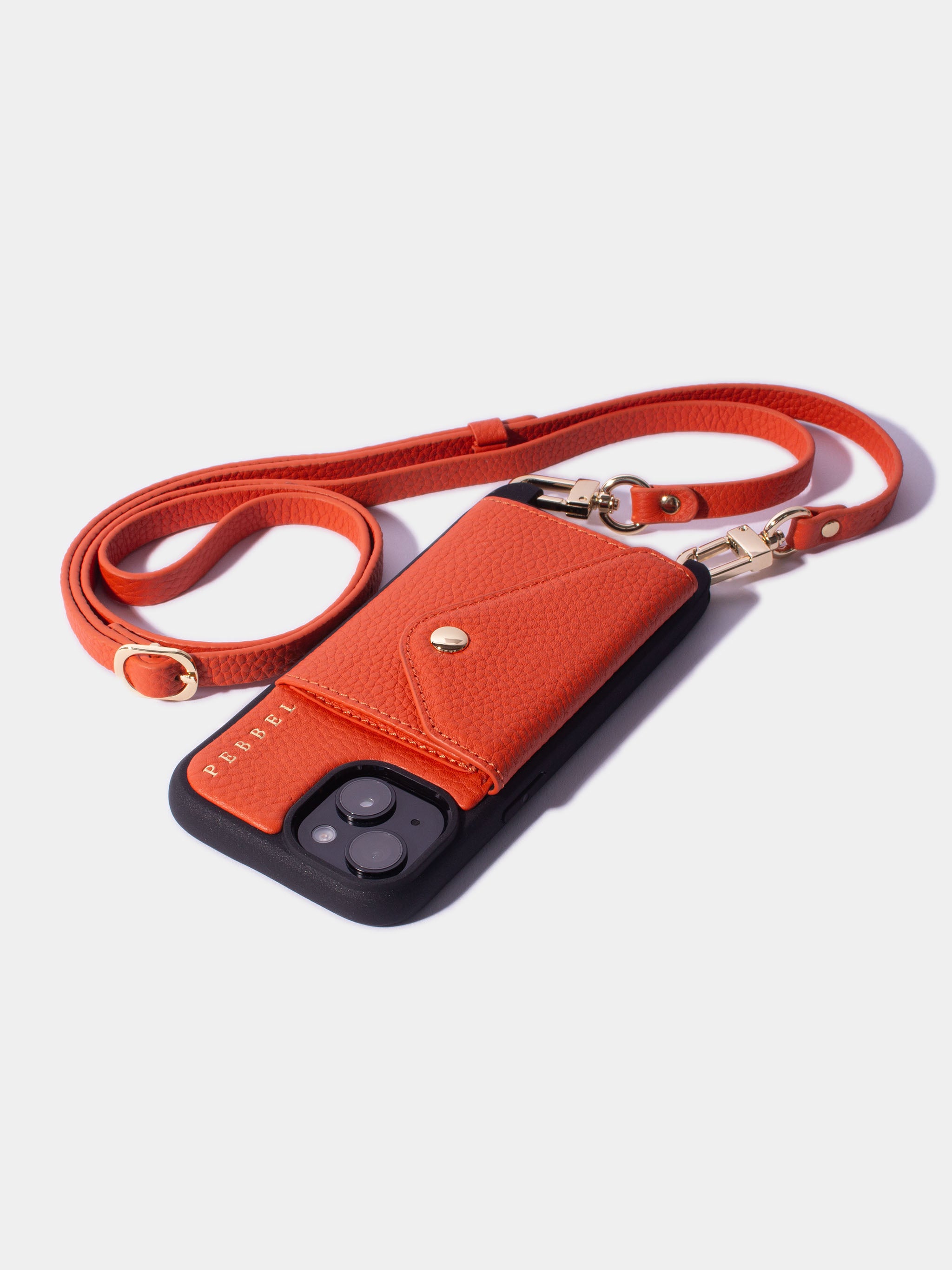 iPhone Hoesje met Leren Koord Pebbel Oranje